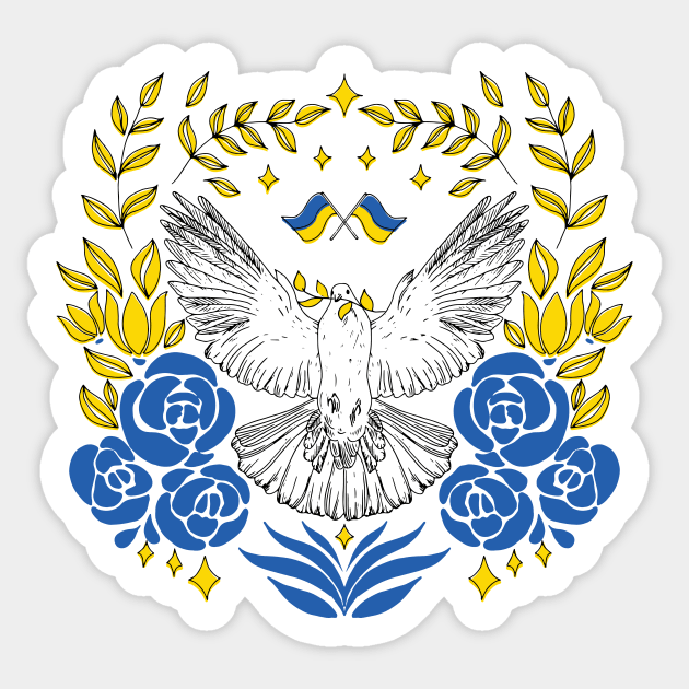 The dove of Peace Illustration | Ukraine flag colors Sticker by RenattaZare